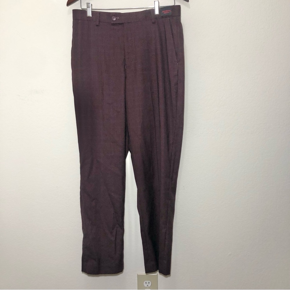 Bocaccio UOMO Men Burgundy Dress Pants Size 32 Waist x 30 Inseam Stretch Fabric